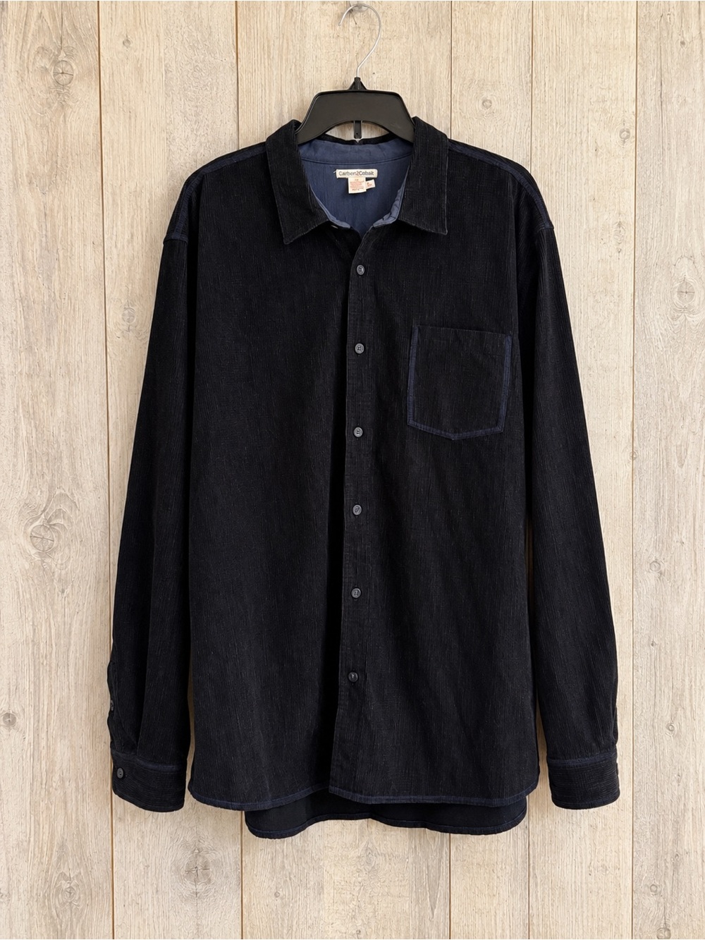 Carbon2Cobalt Men’s XL Navy Thin-Wale Corduroy Button-Down Shirt Long Sleeve Cot